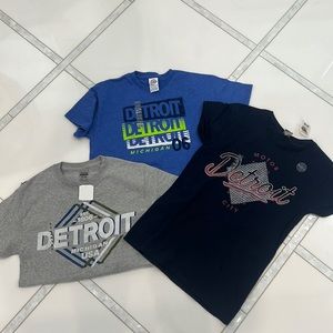 NWT set of 3 brand new Detroit themed tshirts